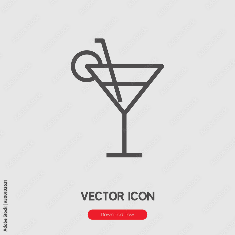 Poster cocktail icon vector. linear style sign for mobile concept and web design. cocktail symbol illustrat