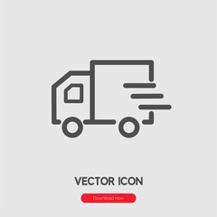 Fast delivery icon vector. Linear style sign for mobile concept and web design. Fast delivery symbol illustration. Pixel vector graphics - Vector.	