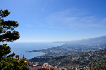 View over the Sicilian mountains in Italy
