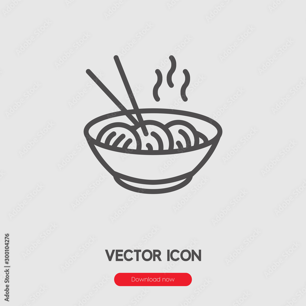 Poster noodle icon vector. linear style sign for mobile concept and web design. noodle symbol illustration.