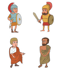 ancient cartoon  male characters set