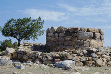 Portorotondo, Sardinia, Italy - Ruins of Sardinian watch tower. 