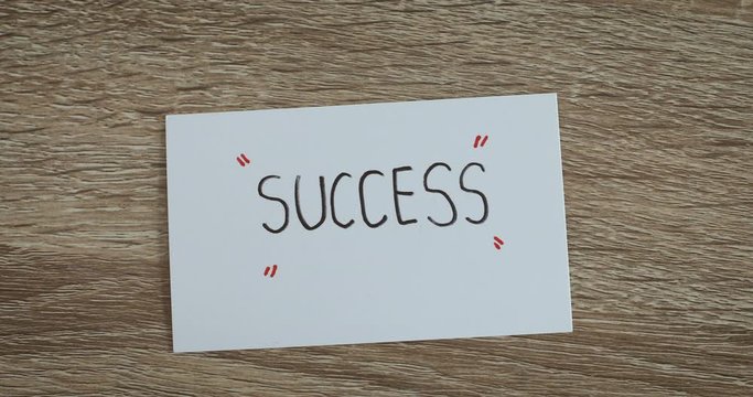 hand flip the paper card of failure to success , motivation for changing mindset from negative to positive concept