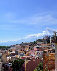 Etna volcano erupting on the island Sicily in Italy