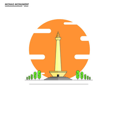 Icon of Jakarta Landmark Icon National Monument, Jakarta Indonesia 
