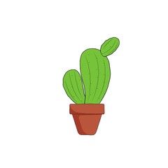 hand drawn cactus with pot vector illustration