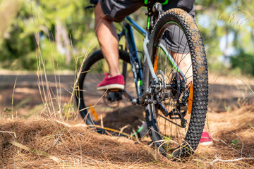 Riding mountain bike in the forest for a healthy life