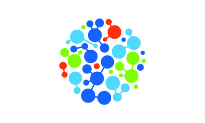 Molecule logo design template Sign symbol icon, Science laboratory sign, molecular new technology symbol. Abstract blue, orange color science logo, molecule vector logo.