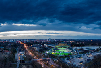 Hala Stulecia we Wrocławiu widok z powietrza