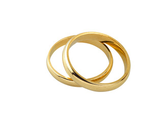 Old wedding rings together isolated - clipping path