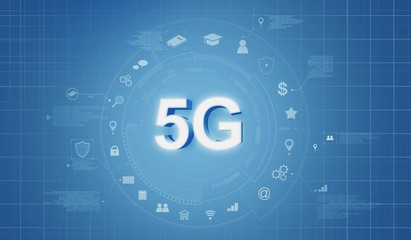 5G internet technology with application icons, internet of things