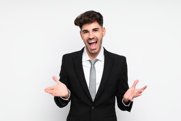 Young businessman over isolated white background unhappy and frustrated with something
