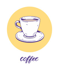 A cup of coffee. Hand drawn image. Vector illustration.