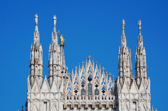 External details of the gothic cathedral in Milan, Italy ( Duomo di Milano )