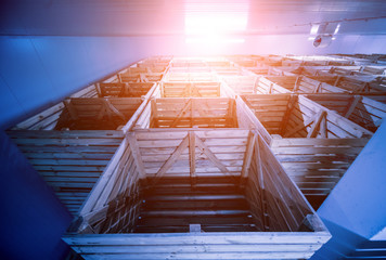 Empty industrial freezer warehouse for vegetable storage.