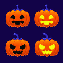 Vector set of pumpkin head, Jack O lantern, icons Halloween graphic element