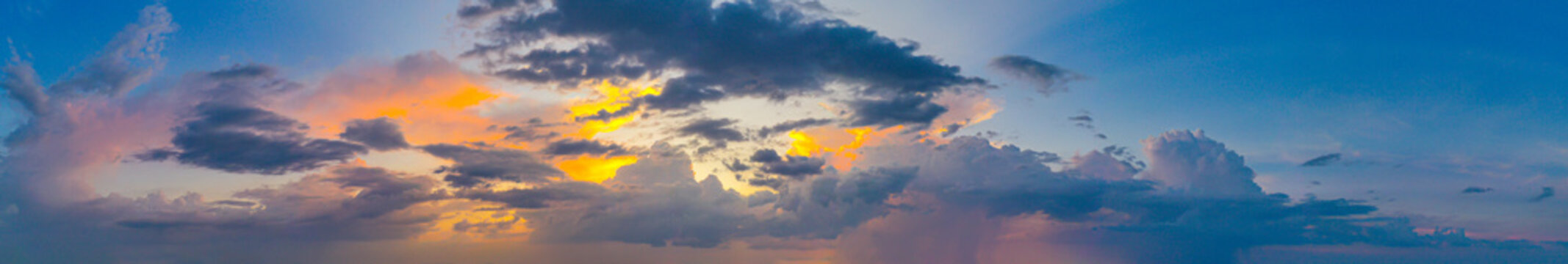 Twilight and sunset with colorful clouds. Colorful panorama of High resolution sky.