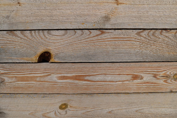 background of natural wooden boards with a knot