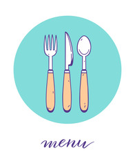 Menu. Hand drawn vector image isolated on a white background.