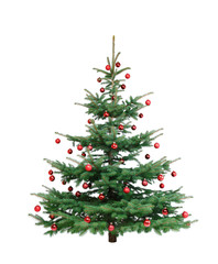 Glänzend Dekorierter Weihnachtsbaum mit Weihnachtskugeln