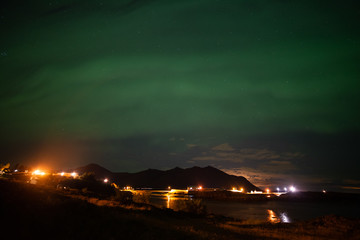 Fototapeta na wymiar Northern lights at Borganes Iceland - aurora borealis
