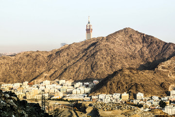 Fototapeta na wymiar Abraj Al Bait (Royal Clock Tower Makkah) in Mecca, Saudi Arabia.