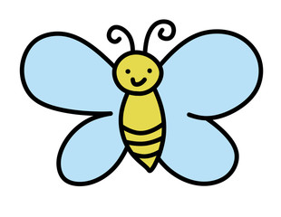 Cute yellow butterfly children illustration