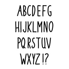 Set of hand drawn capital letters. Isolated vector symbols on white background. Vector stock illustration.