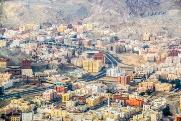 Fototapeta na wymiar Aerial view of Makkah city, Makkah, Saudi Arabia