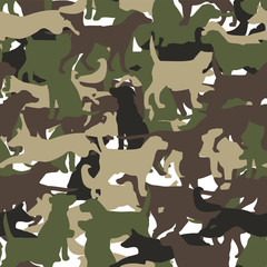 Modern camouflage dog style seamless pattern