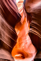 Sandstone formations in famous Upper Antelope Canyon in Arizona, USA