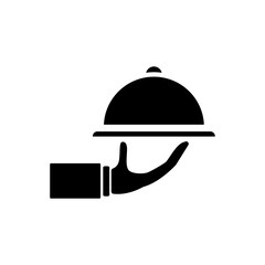 Restaurant cloche in hand the waiter icon flat 