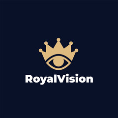 eye vision with crown illustration for logo template design.