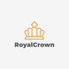 crown with diamond illustration for logo template design.