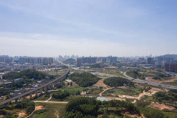 City buildings and traffic road skyline view, Nanning, China