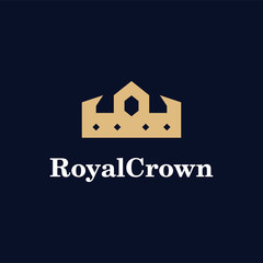 Crown with diamond illustration for logo template design.