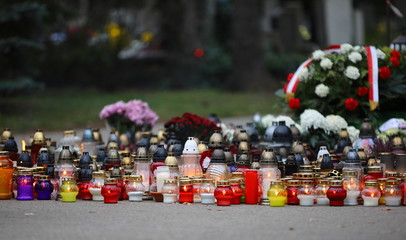 candles at the Polish cemetery