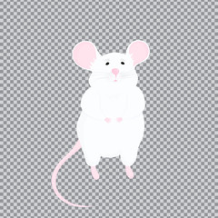 White rat with pink ears and a tail. the symbol of the Chinese New Year 2020. Laboratory animal