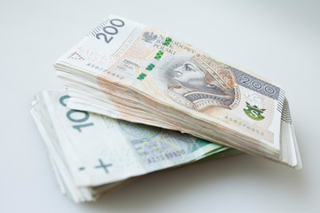 Lots of polish currency money zloty