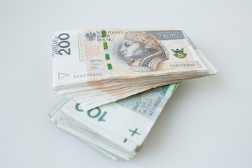 Lots of polish currency money zloty