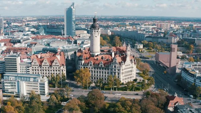 Top panoramic view over Leipzig in Saxony, Germany on a sunny day