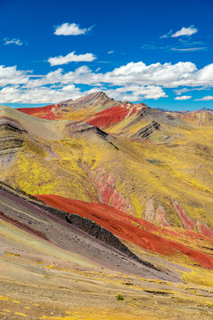 Palccoyo rainbow mountain (Vinicunca alternative), mineral colorful stripes in Andean valley, Cusco, Peru, South America