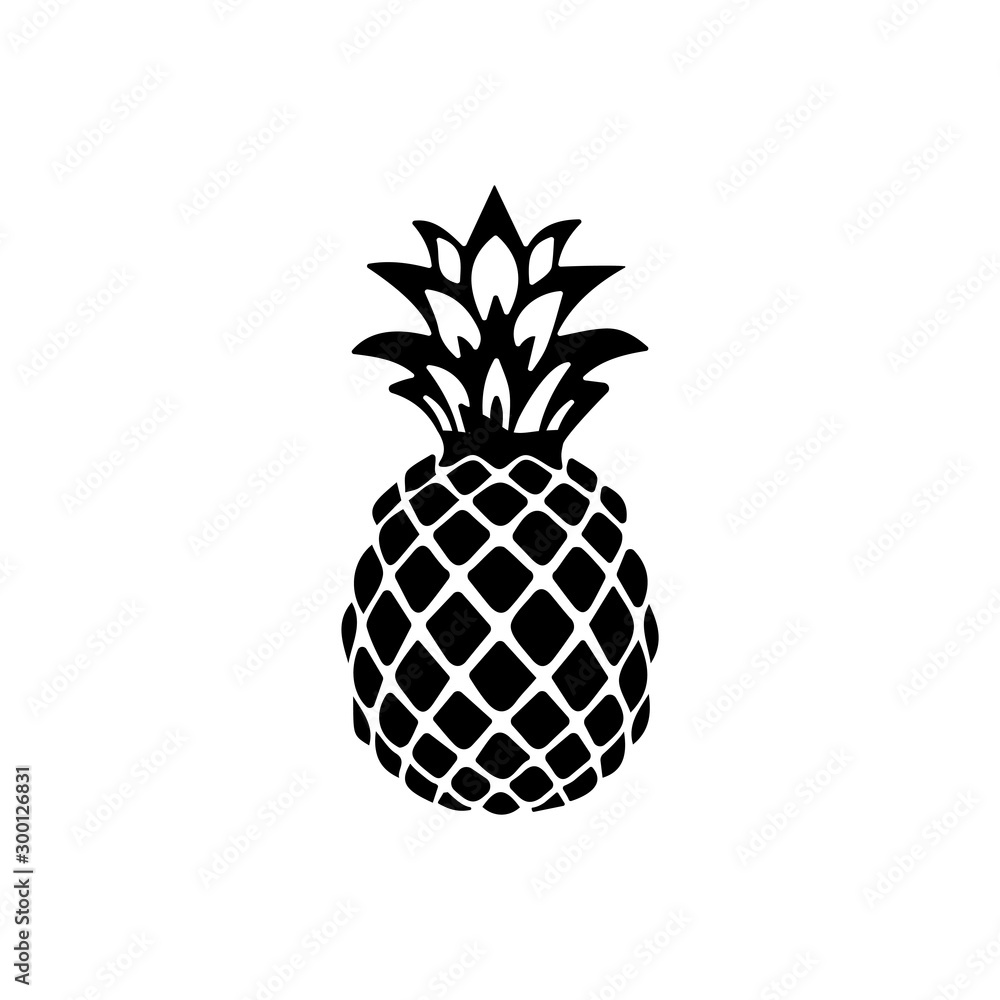 Wall mural Trendy flat pineapple fruit icon design