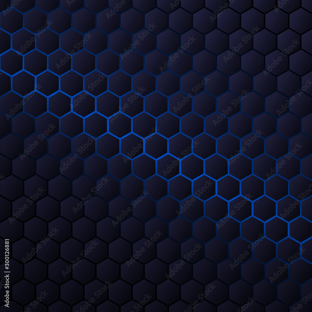 Aufkleber abstract hexagonal background with blue light for games