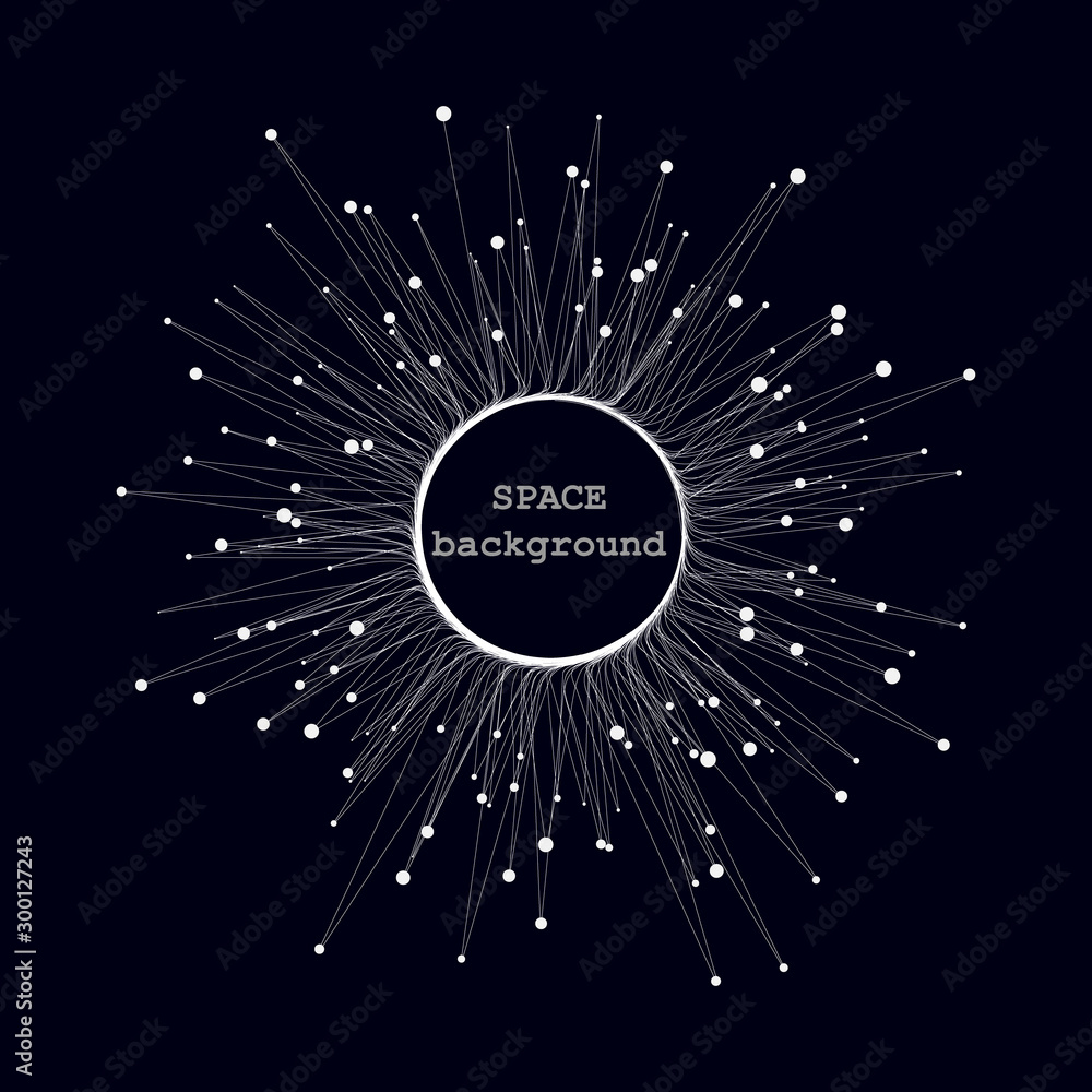 Poster Explosion background with connected line and dots. Abstract graphic background explosion, motion burst, vector illustration EPS10