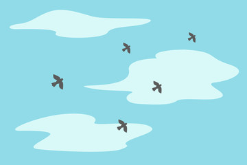 Fototapeta premium Herd of flying birds. Vector illustration.