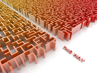 Infinite maze, choices and challenge theme; original 3d rendering illustration