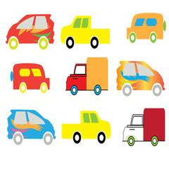 Car transport vector design color set isolated on a white background 