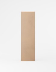 Eco packaging mockup bag kraft paper front side. Tall narrow brown template on white background promotional advertising. 3D rendering
