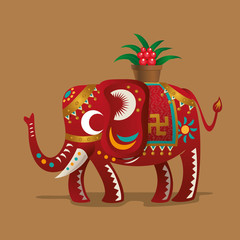 Chinese New Year Festival's lucky symbol:A elephant with a plant of Evergreen. As spring comes, all the things get a refresh. It implies the meaning of blessing people "All the best in coming new year